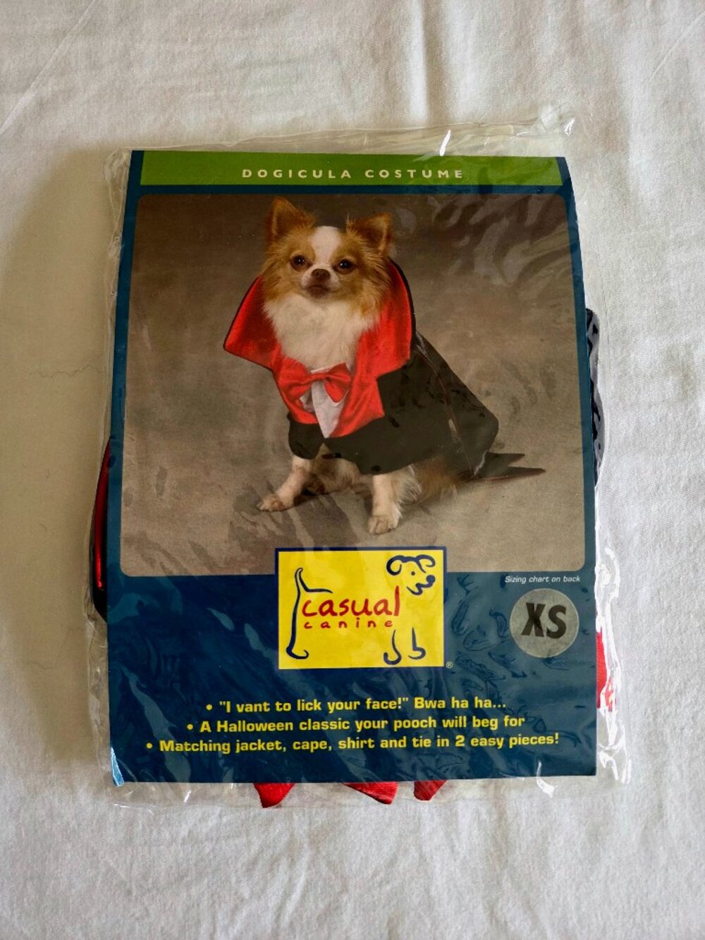 Casual Canine Dogicula Vampire Dog Costume XS Halloween Cape NWT